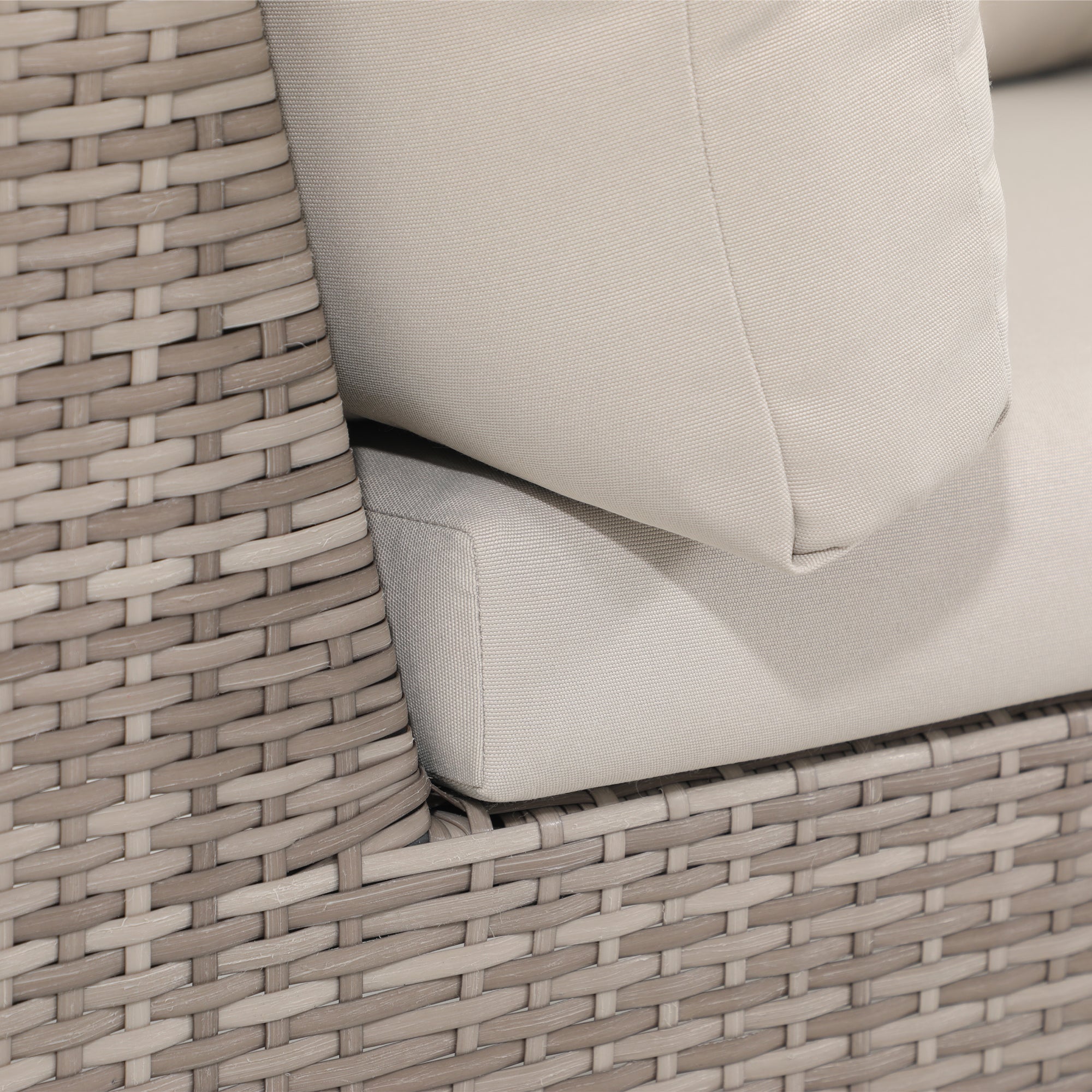 Elba 4-Seater Light Grey Rattan Outdoor Sectional with Coffee Table, Space Saving Design