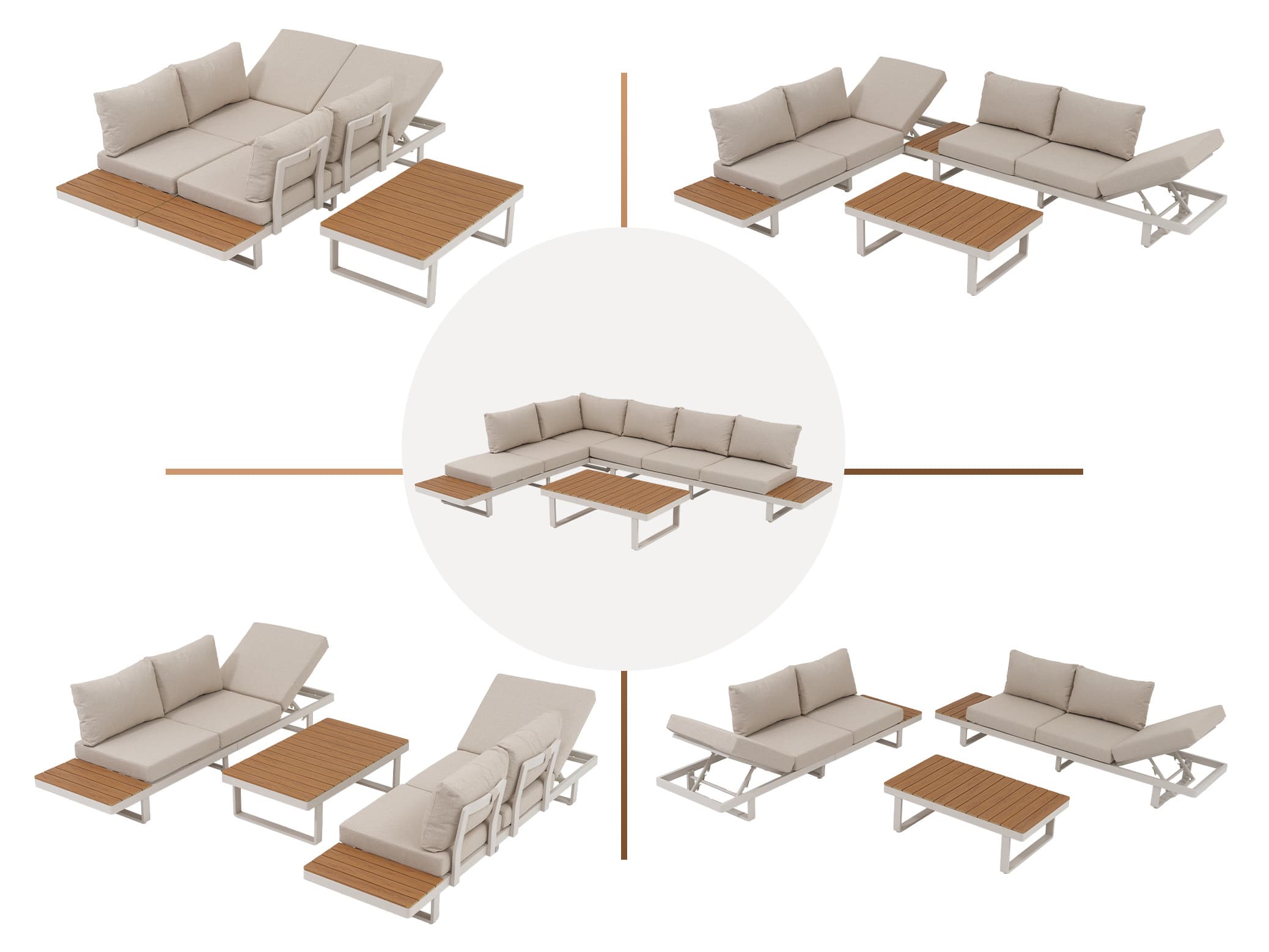 Addison white aluminum outdoor sectional sofa offers multiple placement optionsbackground