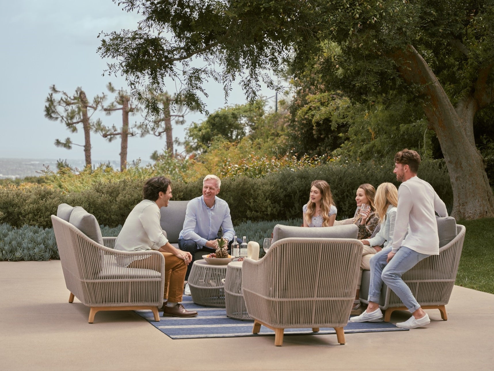 Plena Marine Layer Outdoor Loveseat - Teak and Rope