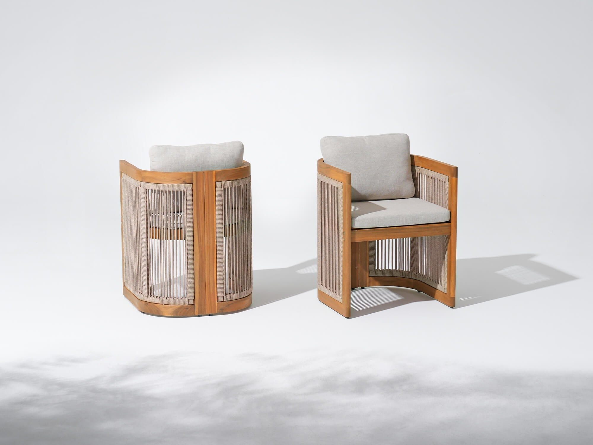 Mori Wooden Patio Dining Chairs With Rope Design, Set of 2