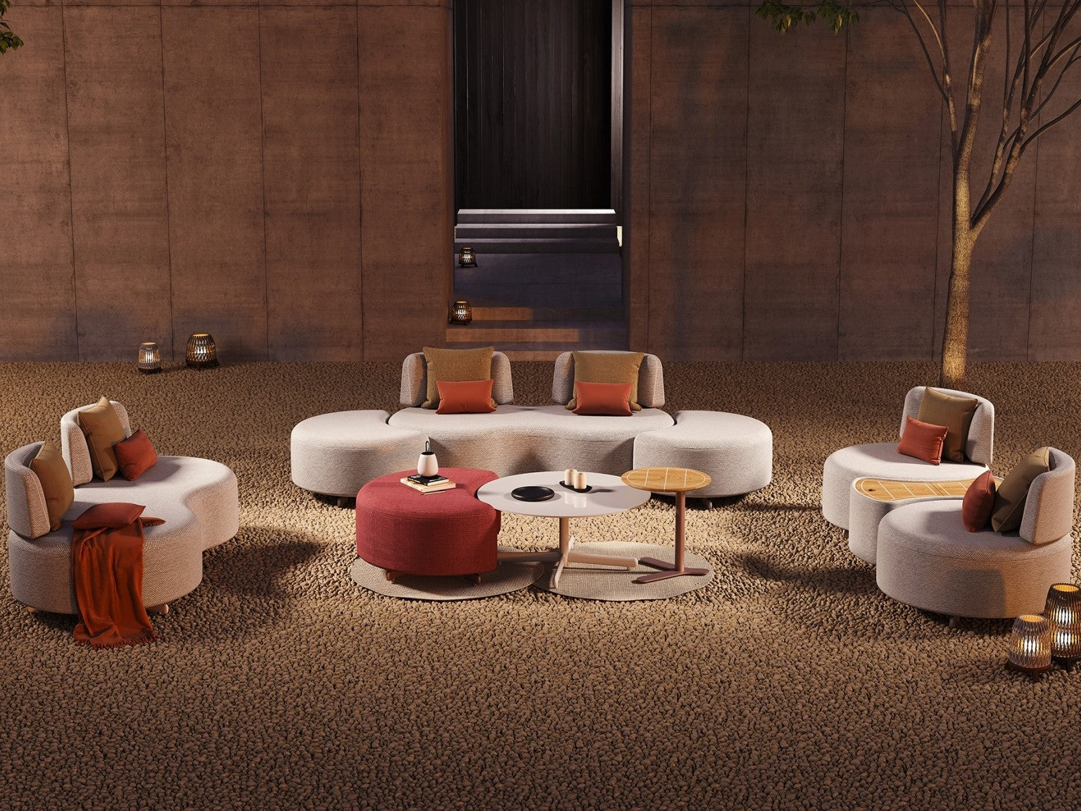 Moon 6-Seat Outdoor Sofa Set in Aluminum- Sunsitt Premium Modern Outdoor Patio Furniture