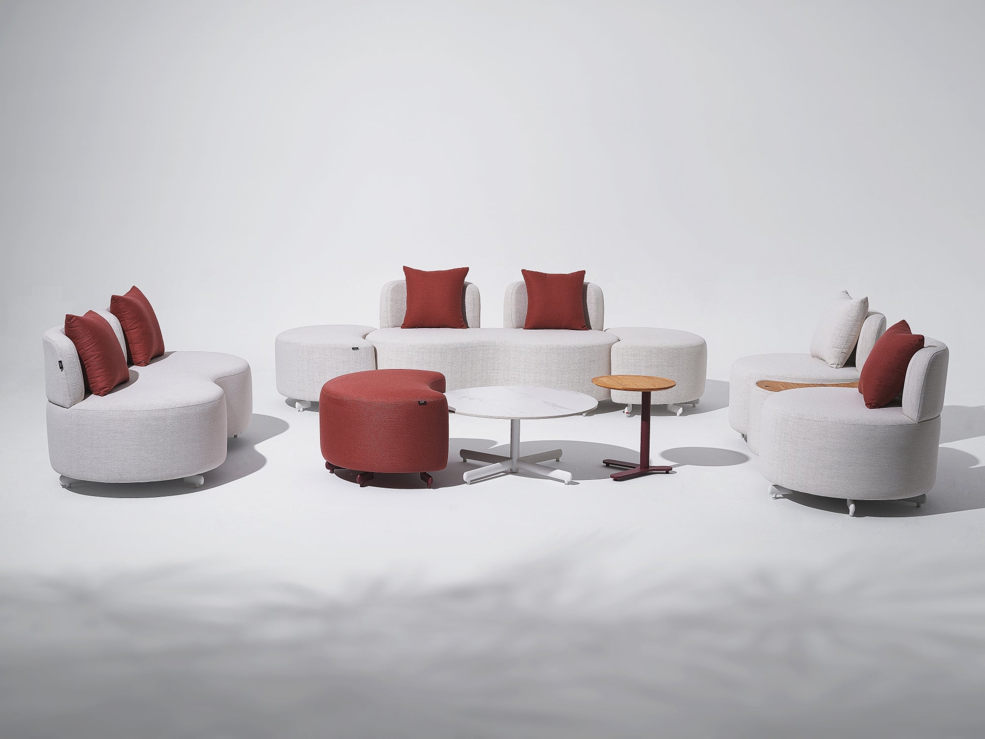 Moon 6-Seat Outdoor Conversation Sofa Set in Aluminum- Sunsitt Premium Modern Outdoor Patio Furniture