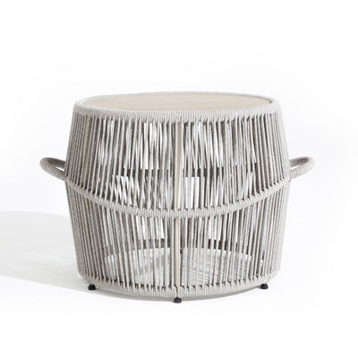 Natural- Side table, high-quality grey finish, water-resistant Textilene rope detailed Photo- Sunsitt Signature