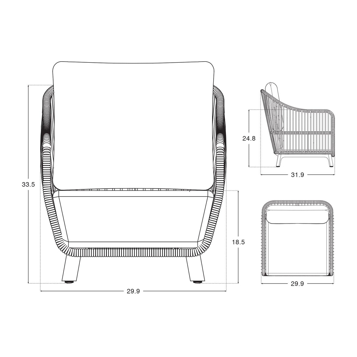 Natural - Lounge Chair Set, Dimension Information - Sunsitt Signature