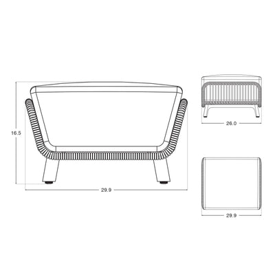 Natural - Lounge Chair Set, Ottoman Dimension Information - Sunsitt Signature