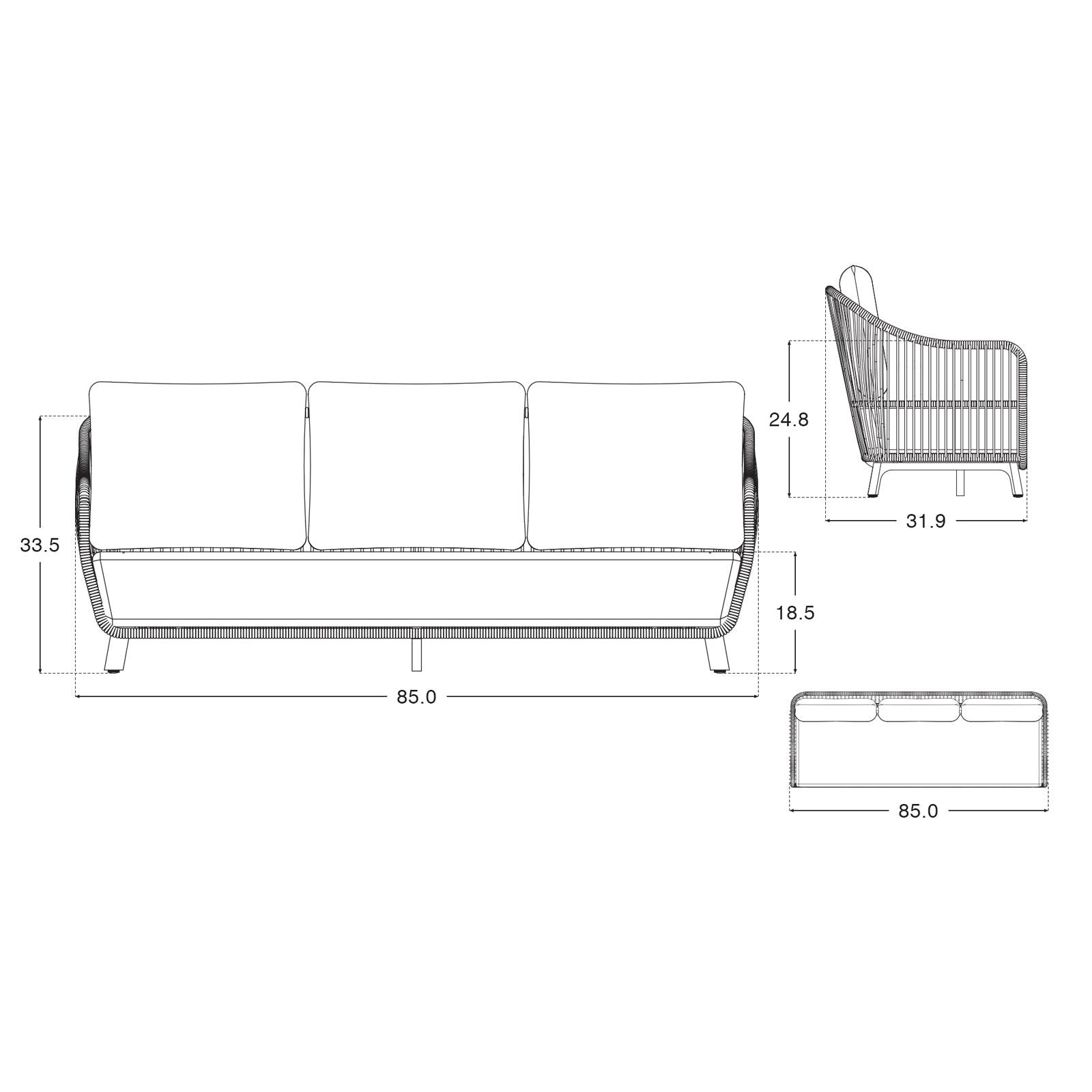 Sunsitt® Natural - Santa Ana Luxury 3-Seater Outdoor Sofa